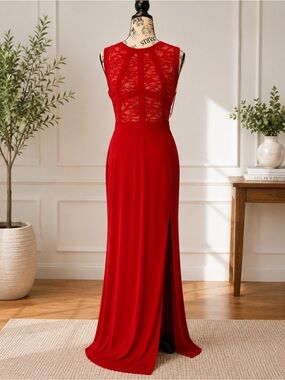 Morgan & Co. Red Lace Bodice Maxi Dress